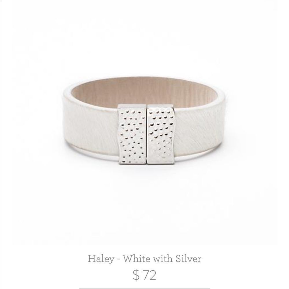 Haley White & Silver Magnetic Clasp Rustic Cuff - Picture 8 of 11